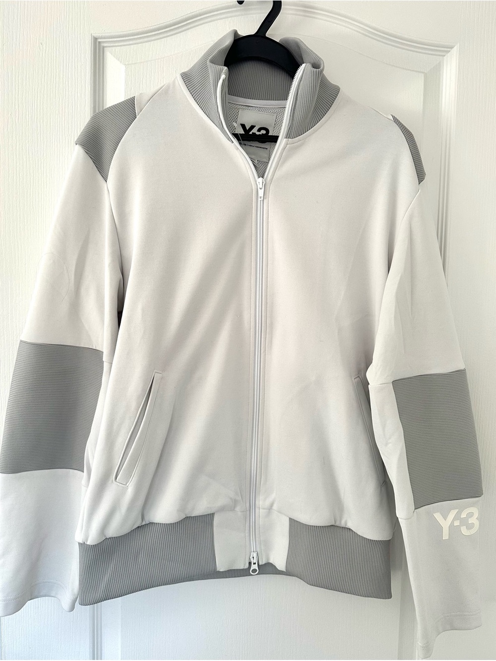 Y-3 Adidas Men’s White and Light Gray Zip-Front Jacket
